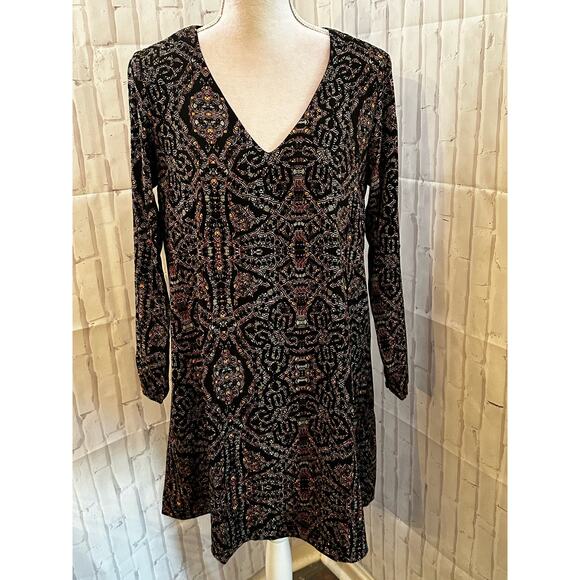 NWT Three Eighty Two Long Sleeve Lined Mosiac Design Dress Sz M - Picture 1 of 6